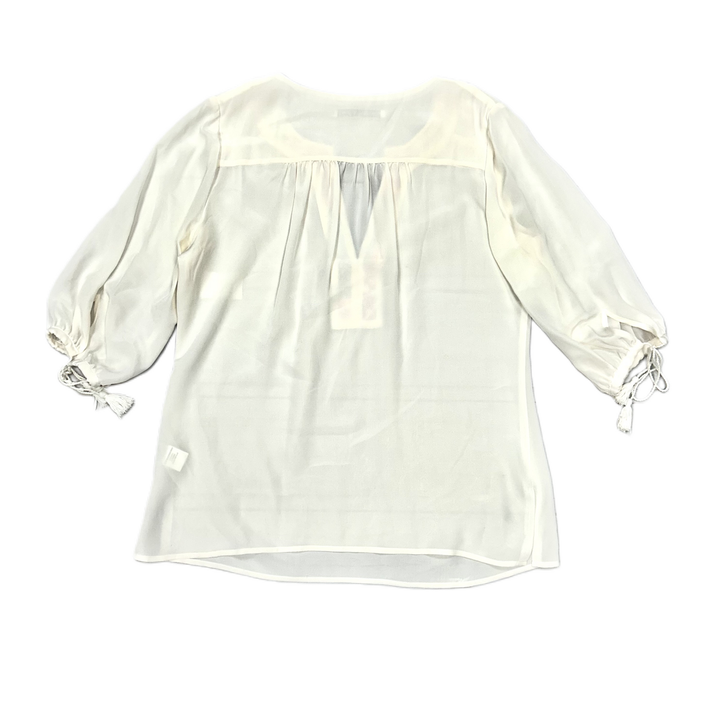 Top 3/4 Sleeve Designer By Trina Turk In Cream, Size: S