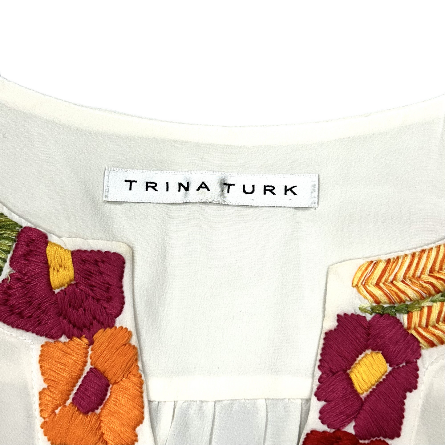 Top 3/4 Sleeve Designer By Trina Turk In Cream, Size: S