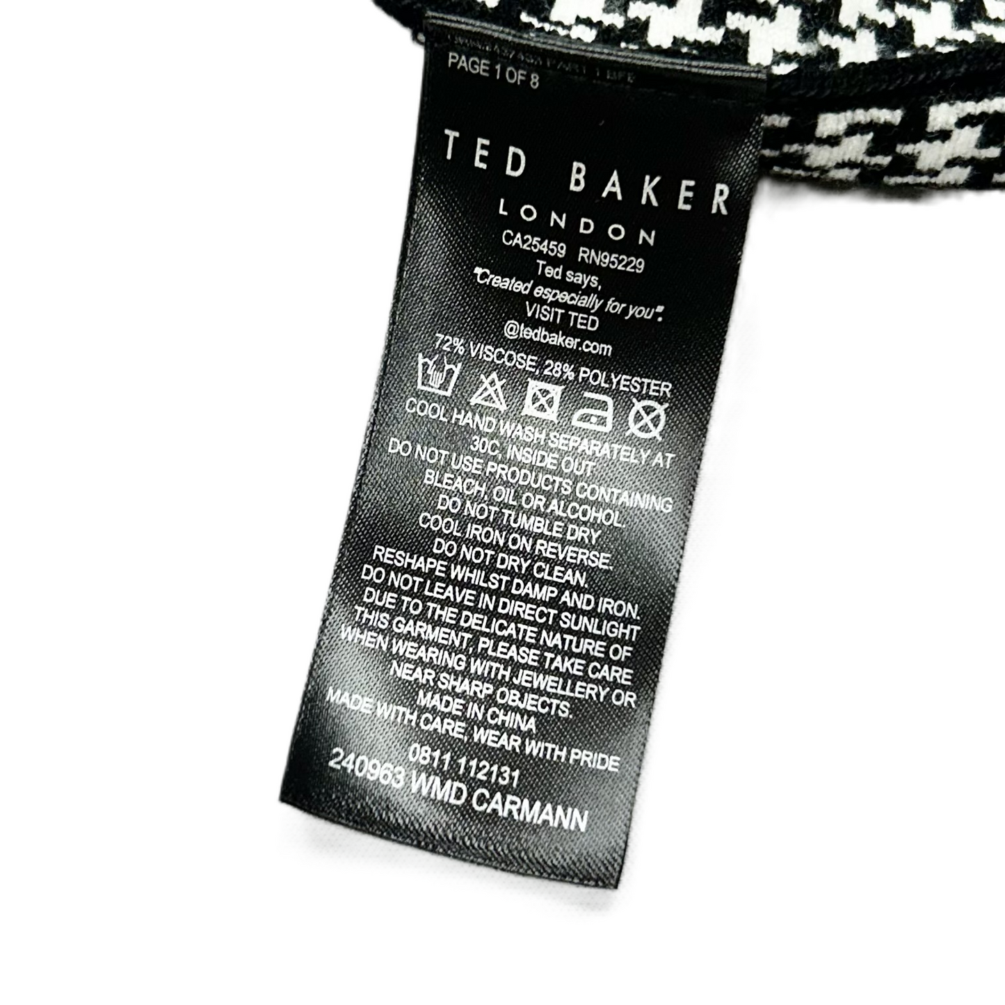 Dress Party Midi By Ted Baker In Black & White, Size: S