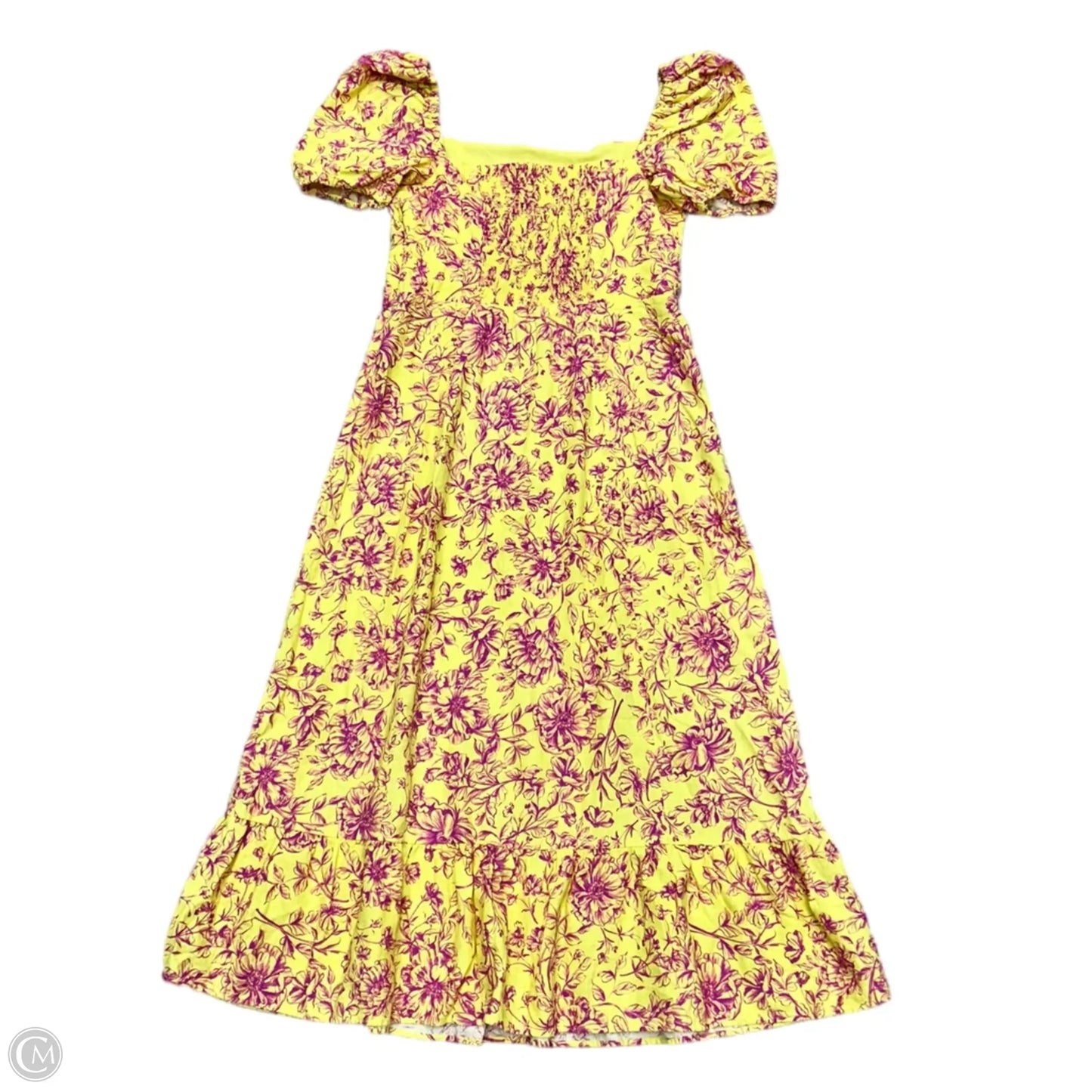 Dress Casual Midi By London Times In Pink & Yellow, Size: L