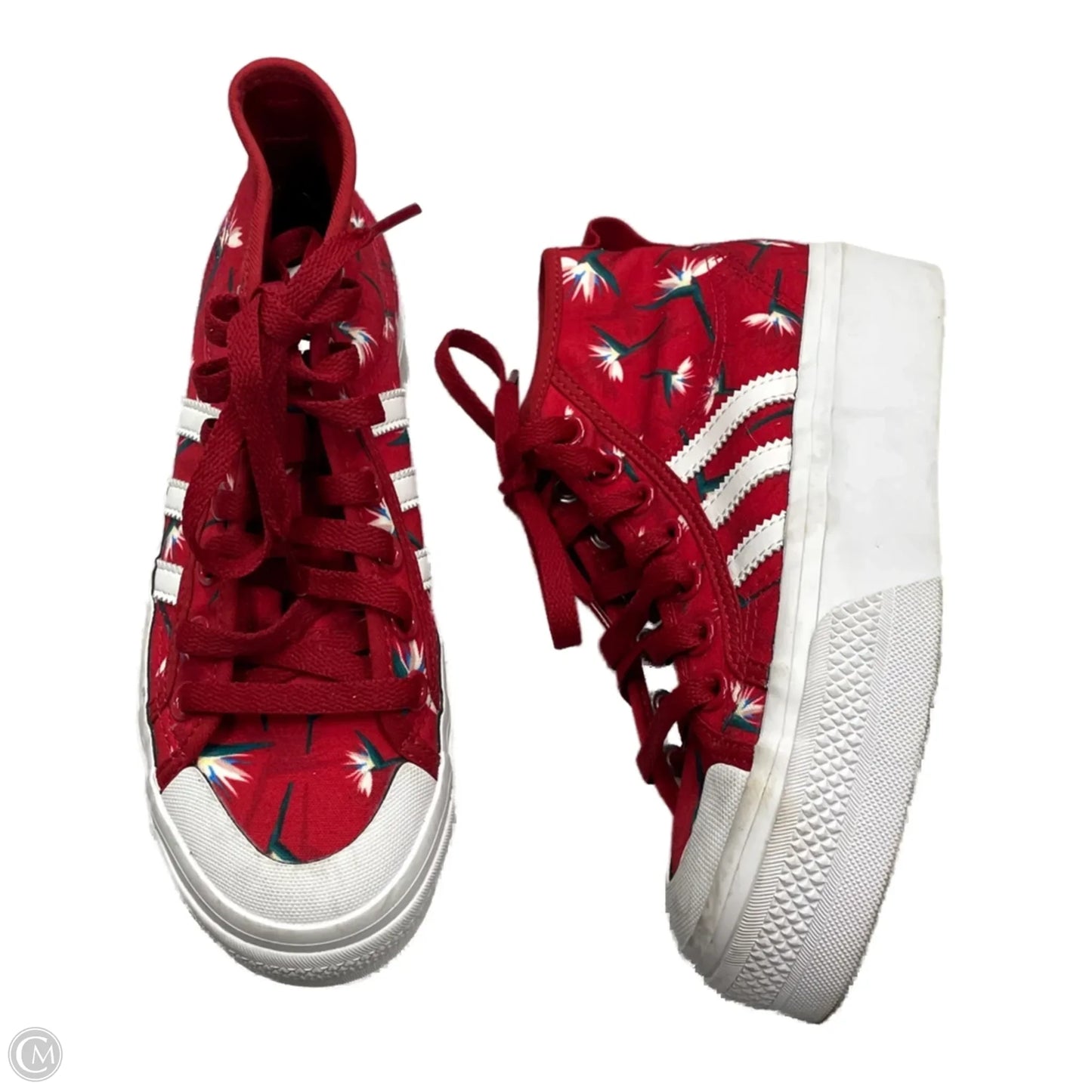 Shoes Sneakers By Adidas In Red & White, Size: 5