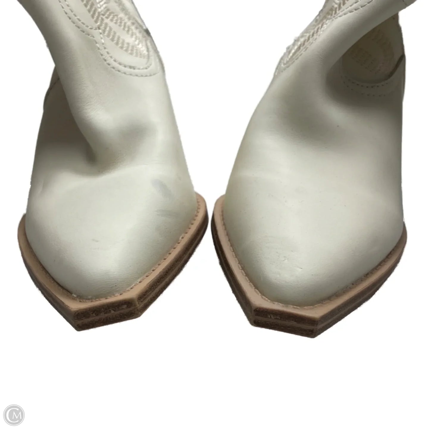Boots Mid-calf Heels By Crown Vintage In Cream, Size: 6