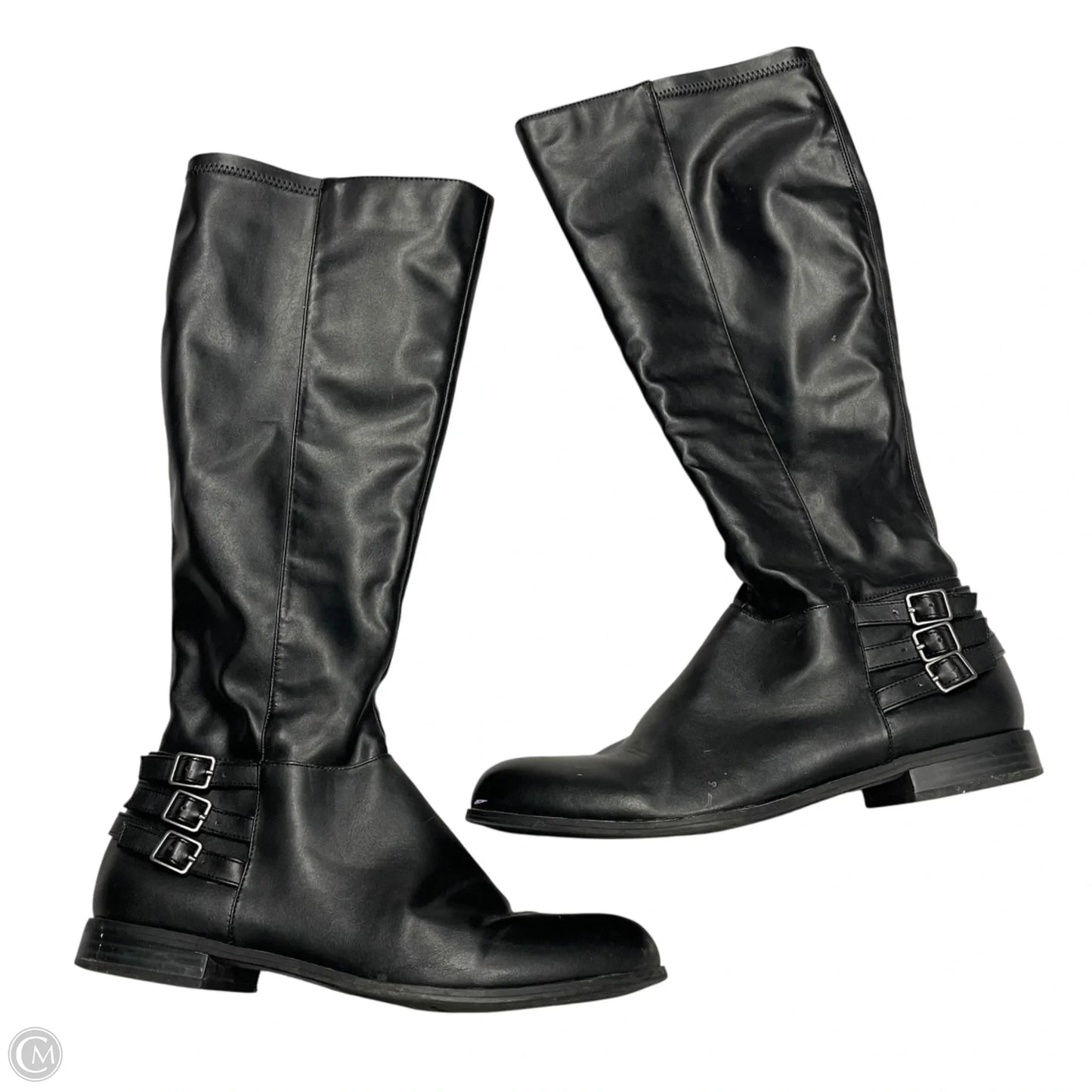 Boots Knee Flats By April In Black, Size: 8.5