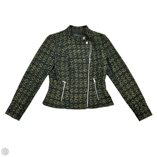 Jacket Moto By Ann Taylor In Black & Green, Size: Xs