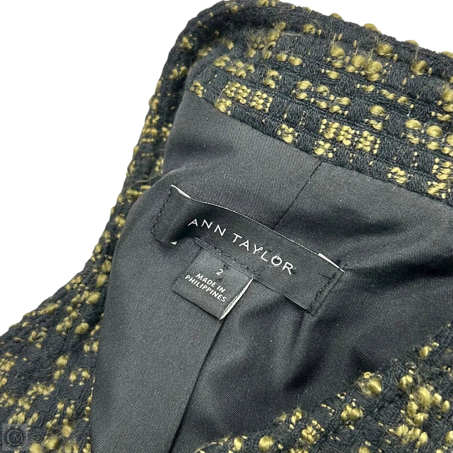 Jacket Moto By Ann Taylor In Black & Green, Size: Xs