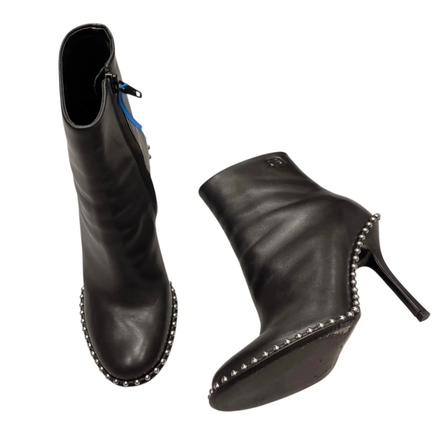 Boots Luxury Designer By Alexander Wang In Black & Silver, Size: 6.5