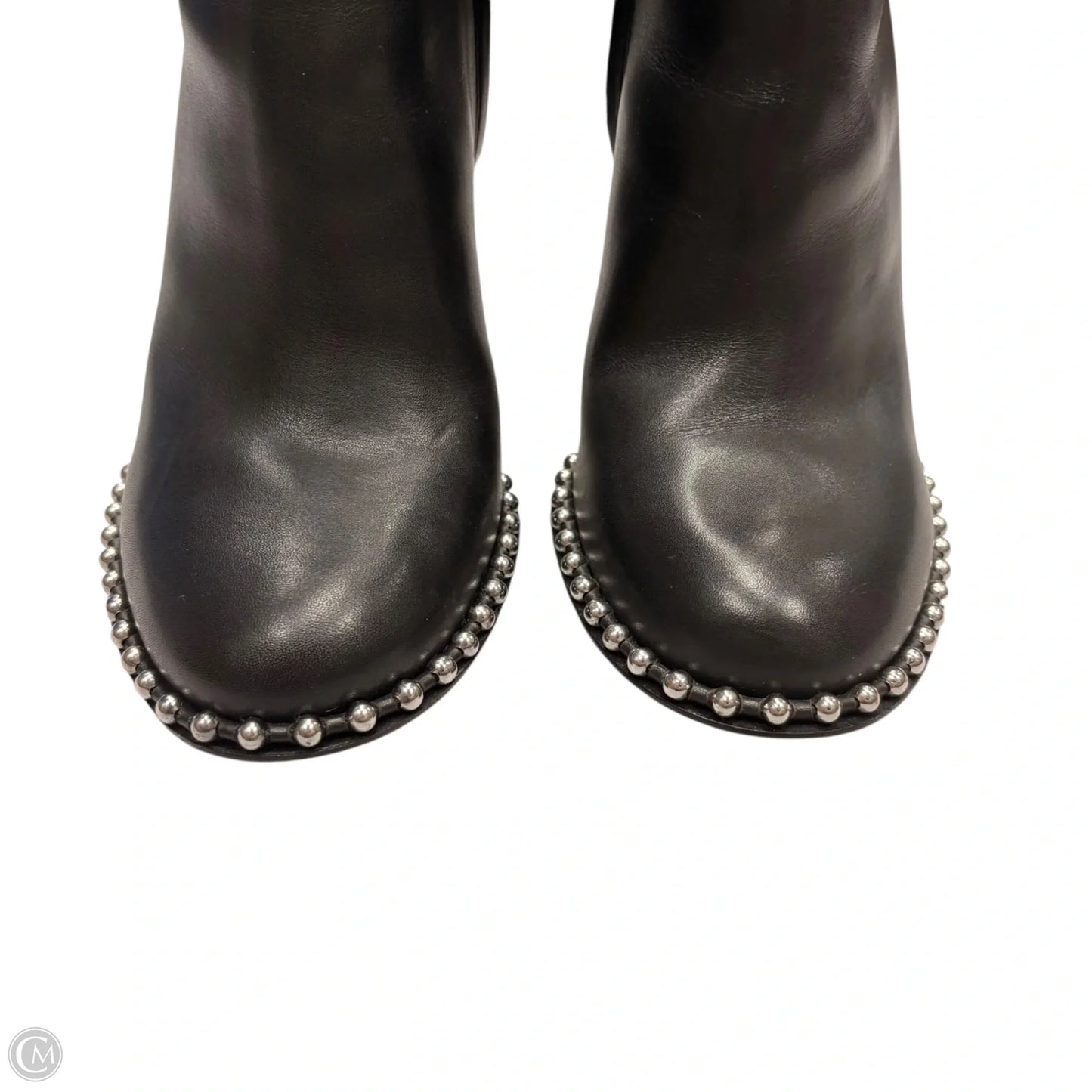 Boots Luxury Designer By Alexander Wang In Black & Silver, Size: 6.5