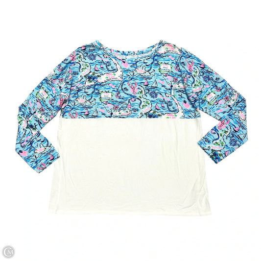 Top Long Sleeve Designer By Lilly Pulitzer In Blue & White, Size: Xl