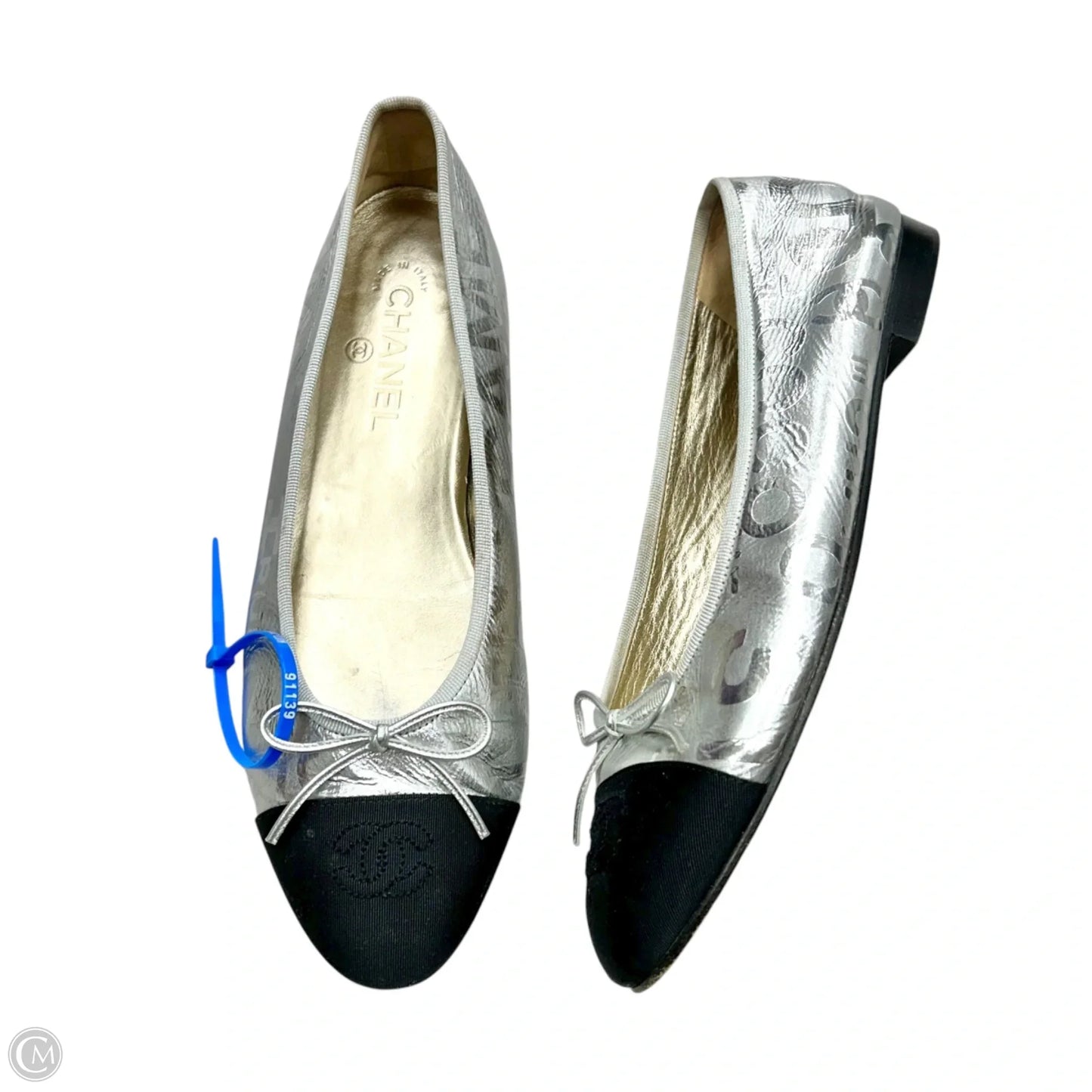 Shoes Luxury Designer By Chanel In Black & Silver, Size: 10.5