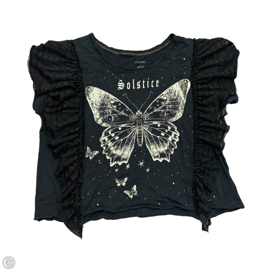 Top Short Sleeve By Pilcro In Black & Gold, Size: L