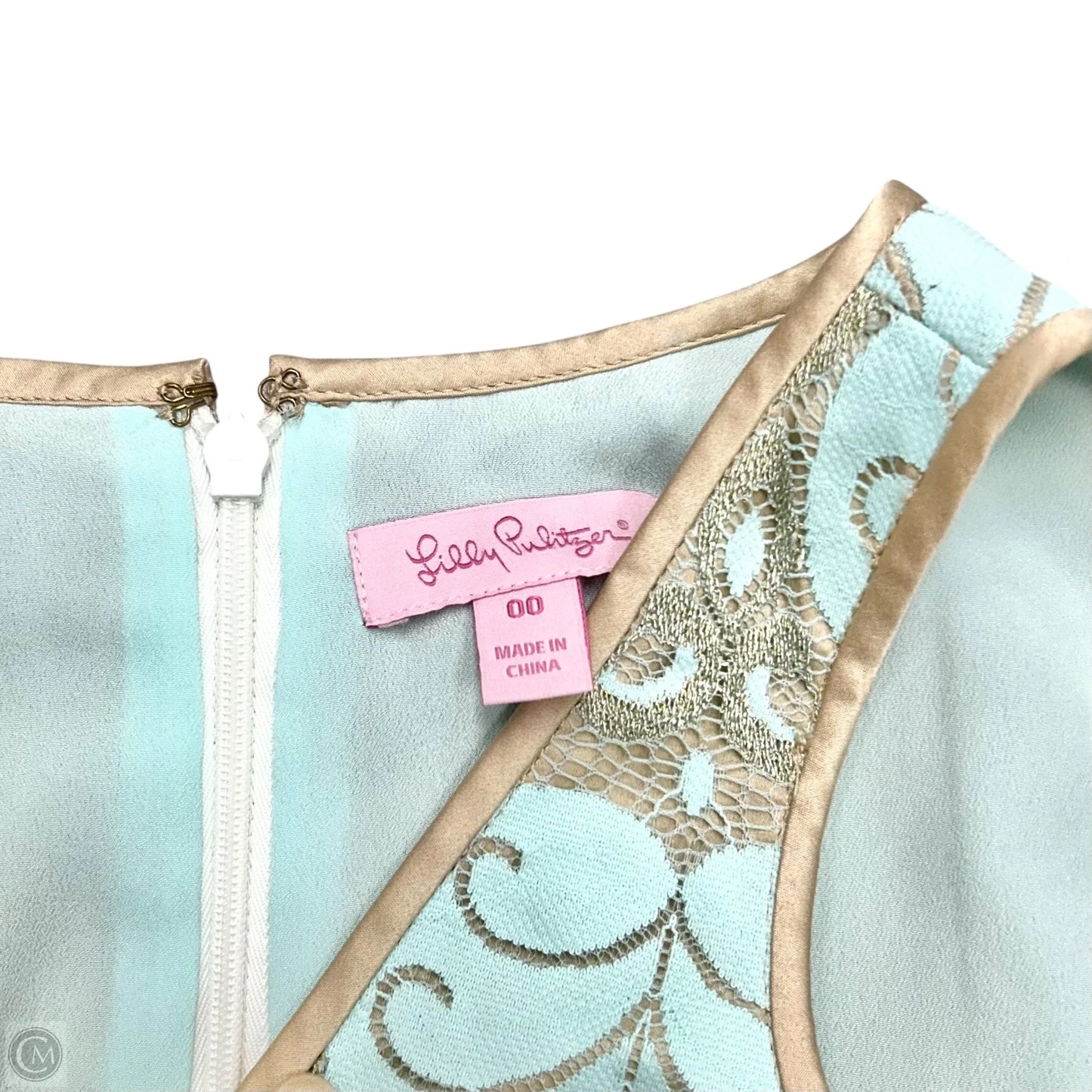 Dress Designer By Lilly Pulitzer In Blue & Gold, Size: Xxs