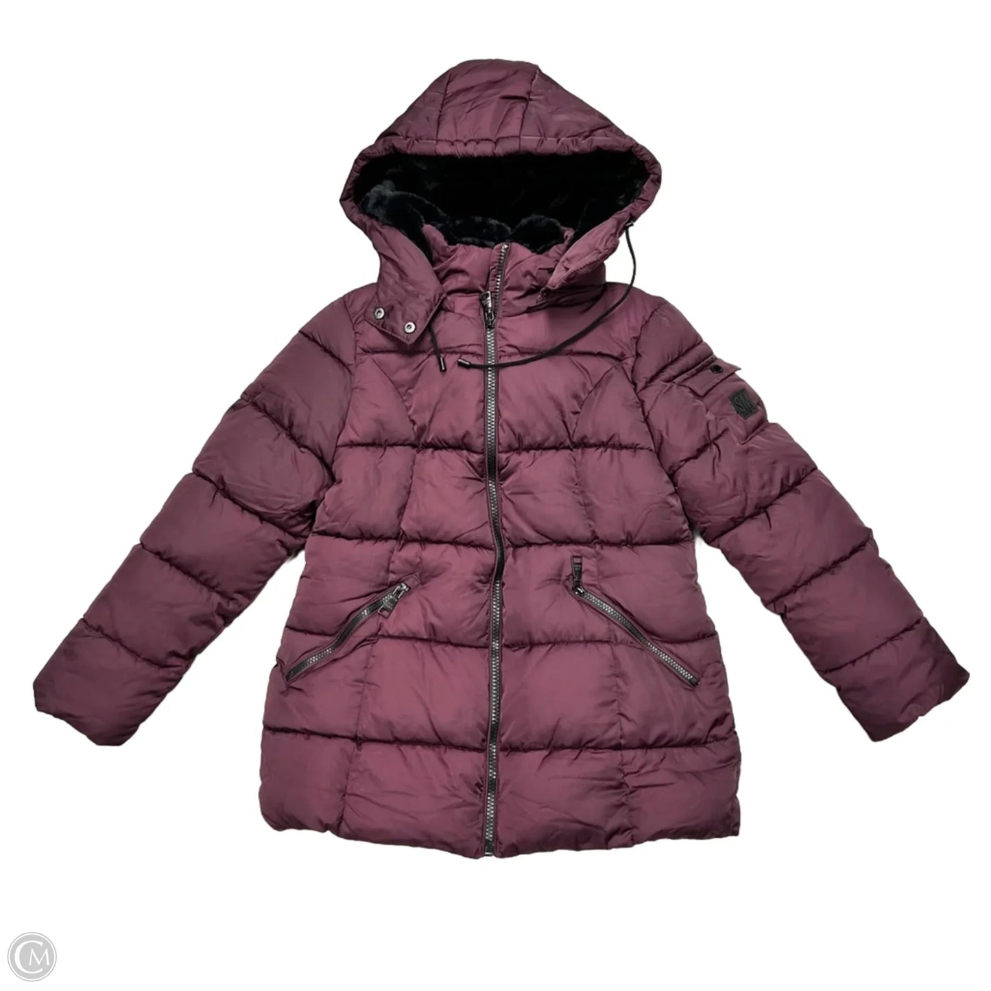 Coat Puffer & Quilted By Steve Madden In Maroon, Size: S