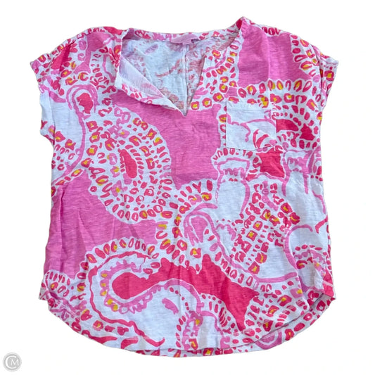 Top Sleeveless Designer By Lilly Pulitzer In Pink & White, Size: Xs