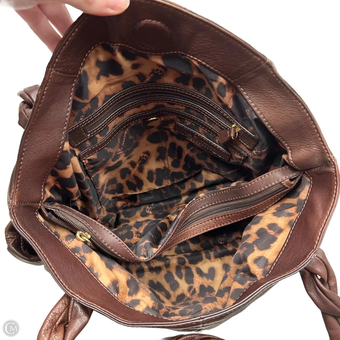 Handbag Leather By B. Makowsky, Size: Medium