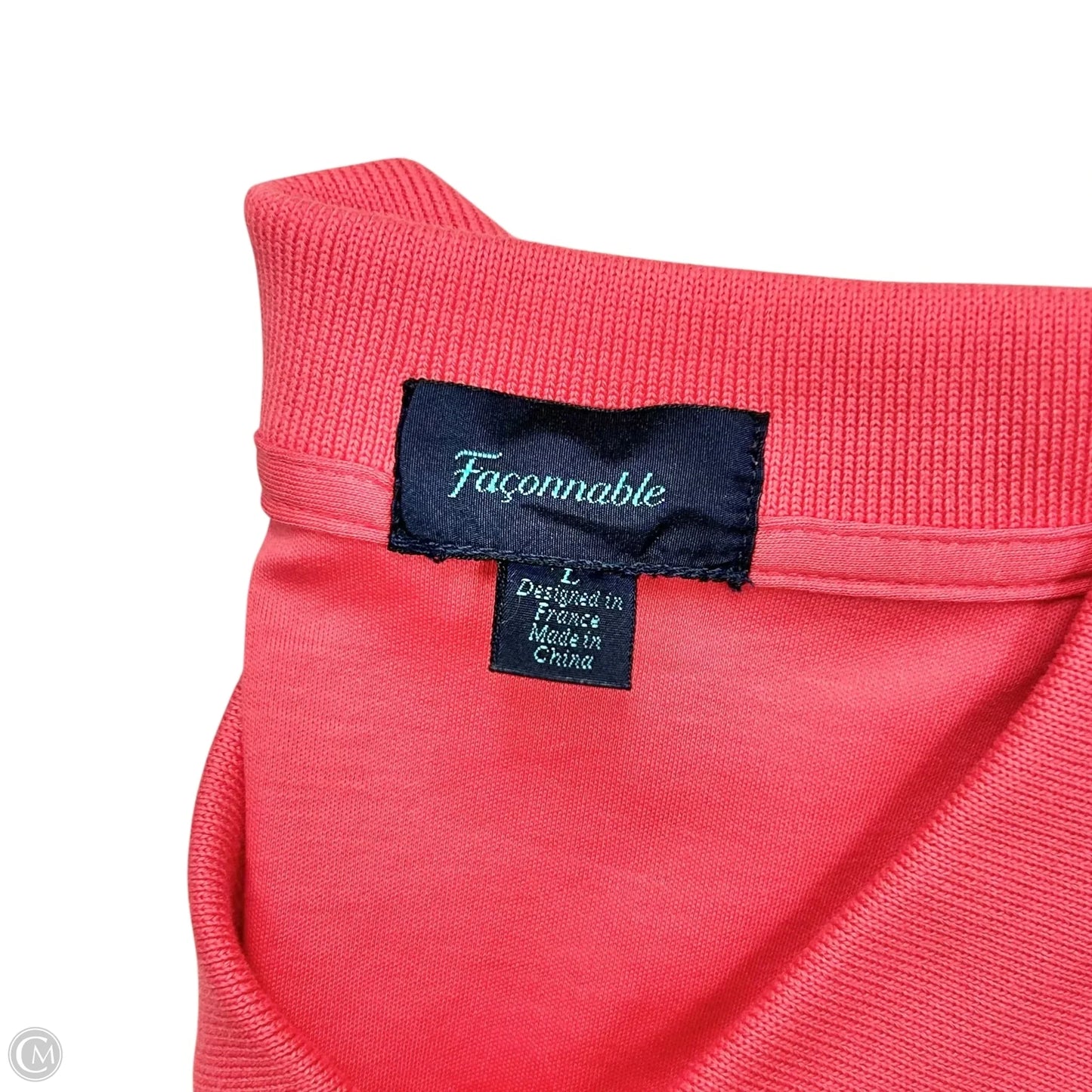 Top Short Sleeve Designer By Facconnable In Coral, Size: L