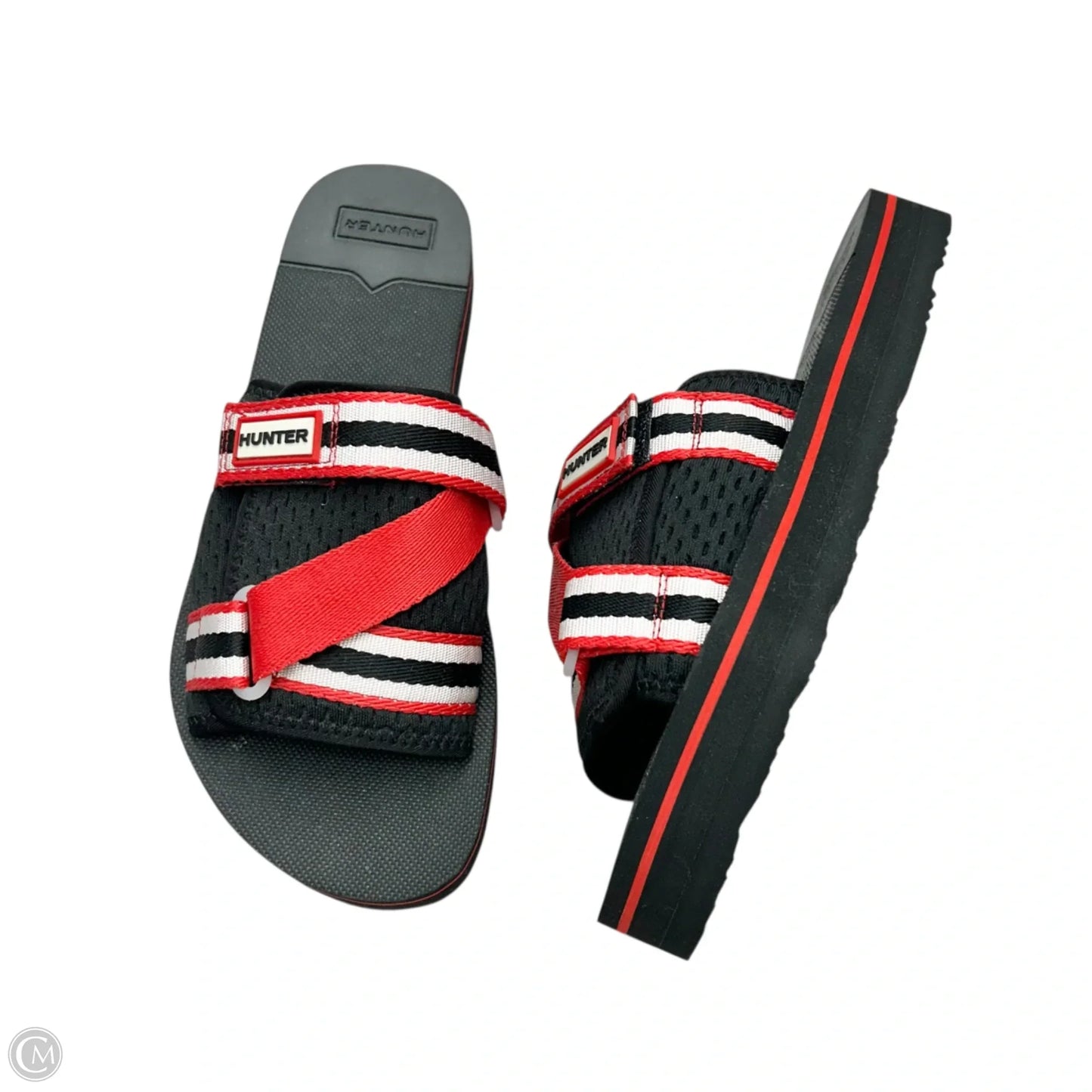 Sandals Heels Platform By Hunter In Black & Red, Size: 9