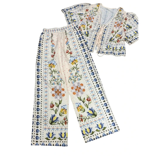 Pants Set 2pc By Clothes Mentor In Cream, Size: M