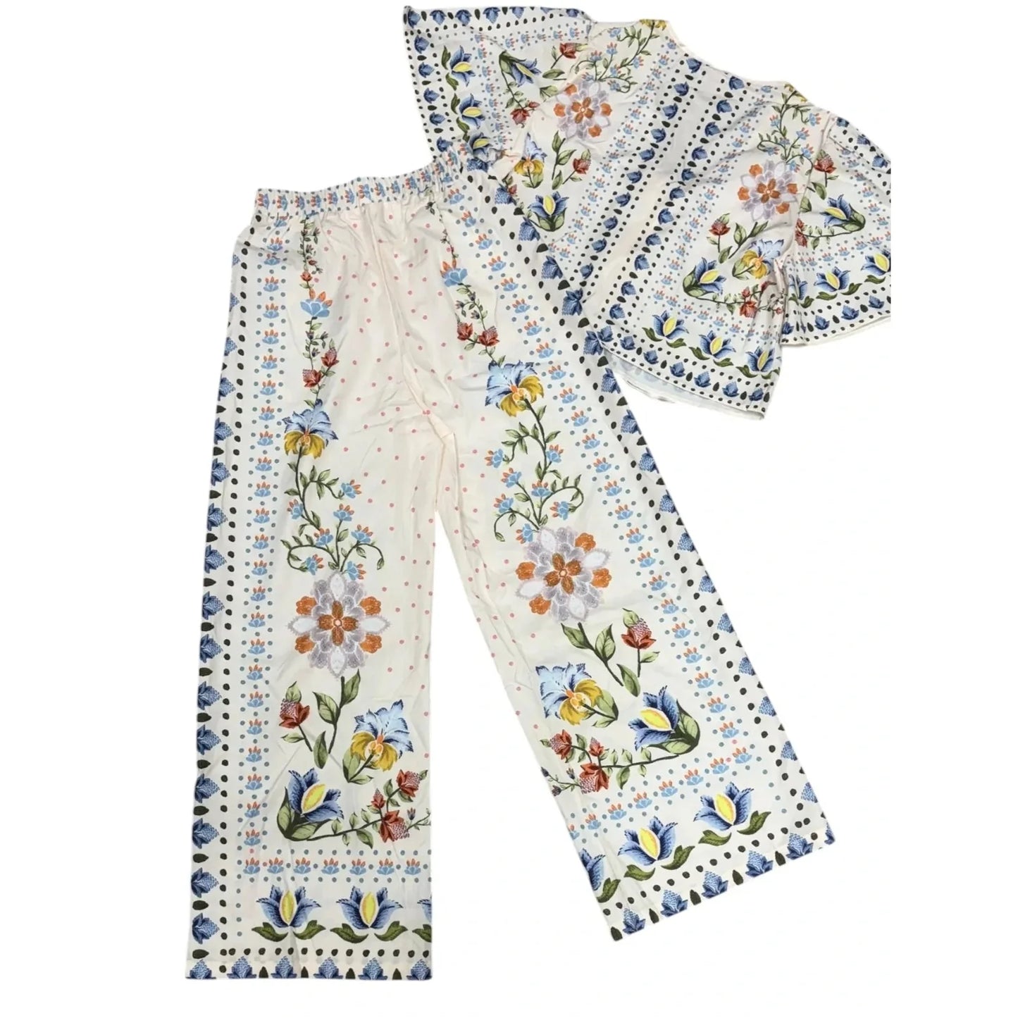 Pants Set 2pc In Cream, Size: M