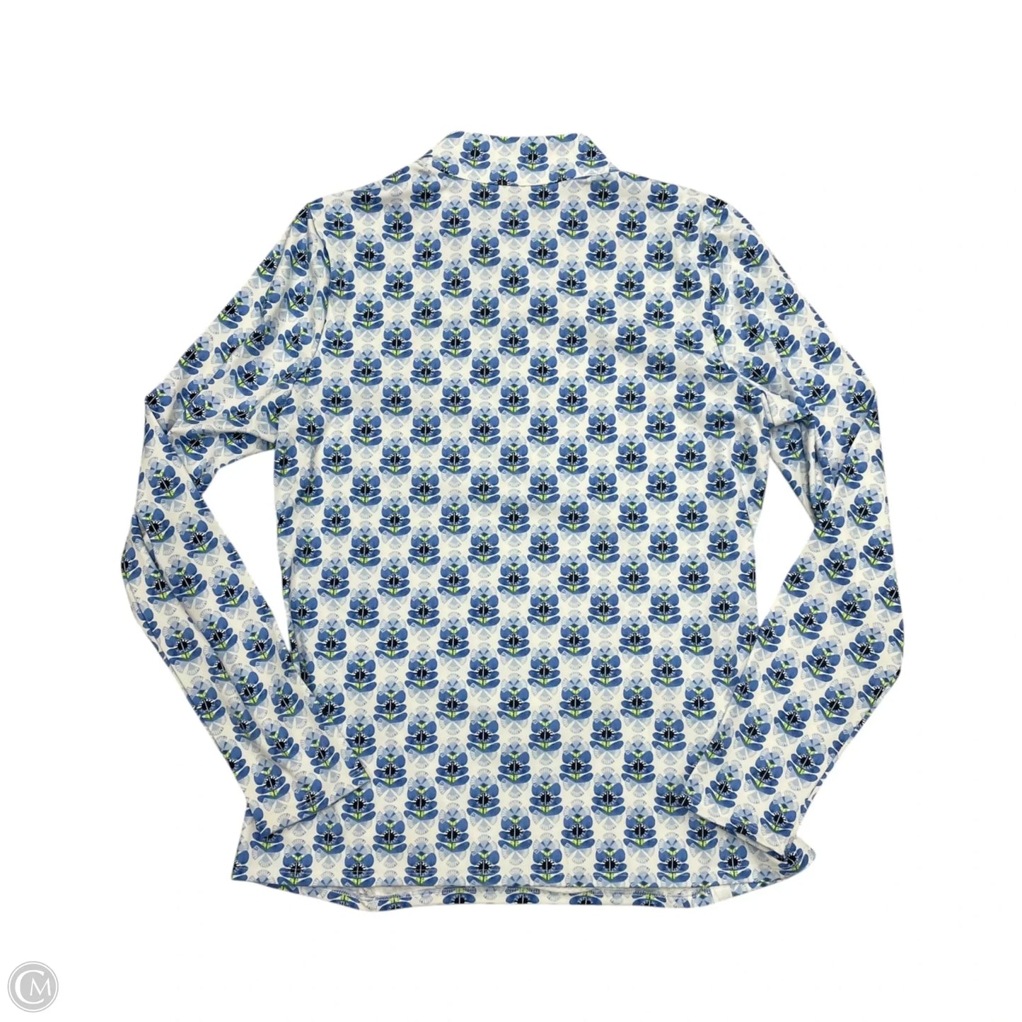 Athletic Top Long Sleeve Collar By Sigrid Olsen In Blue & White, Size: M