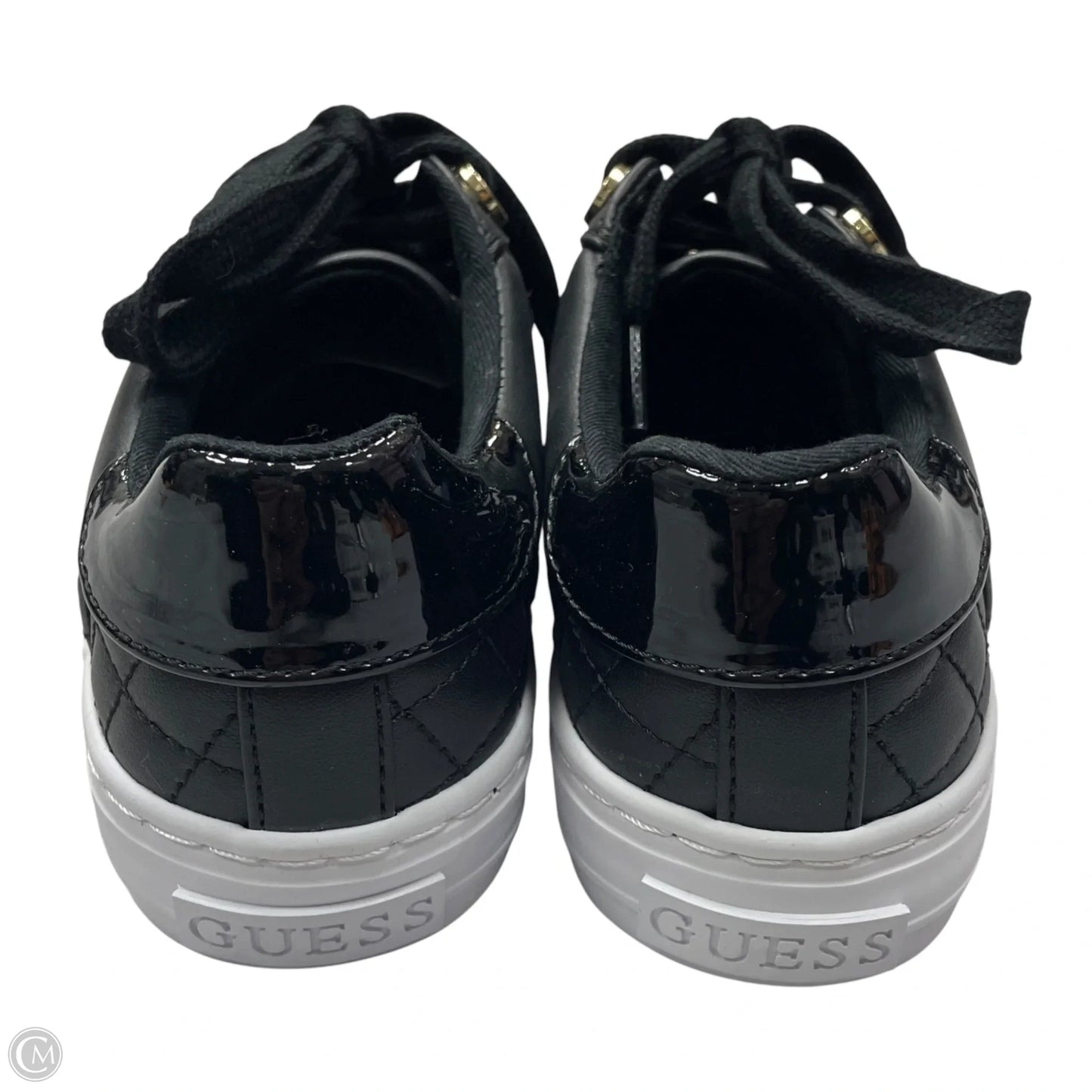 Shoes Sneakers By Guess In Black & Gold, Size: 5