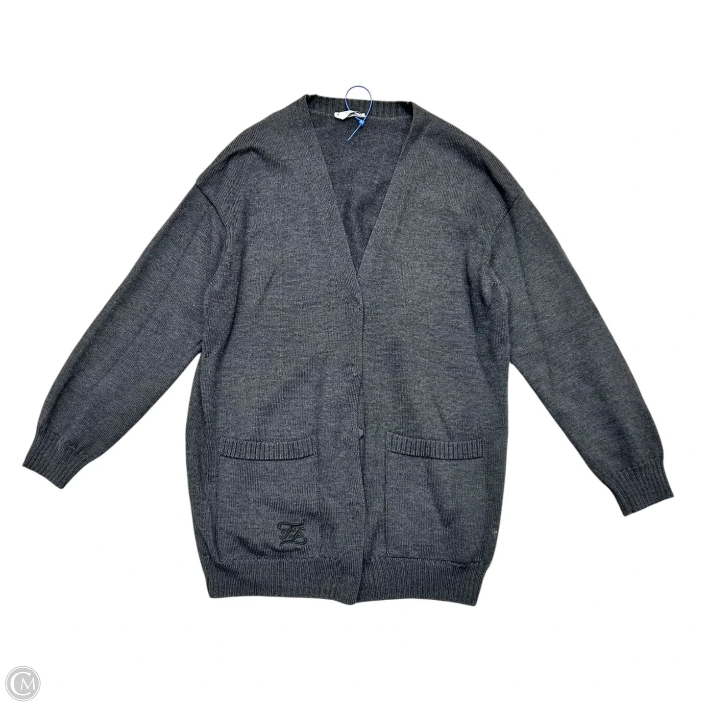 Sweater Cardigan Luxury Designer By Fendi In Grey, Size: S