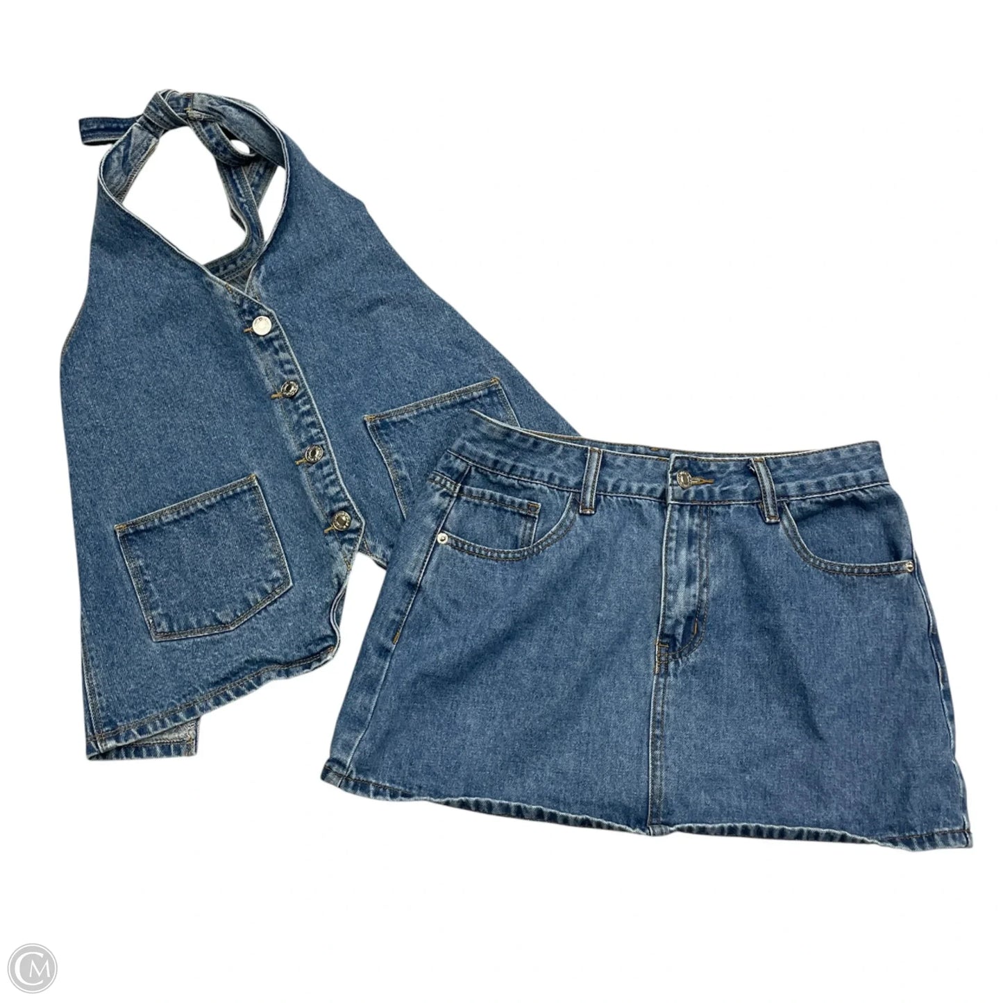 Skirt Set 2pc By White Fox In Blue Denim, Size: S/M