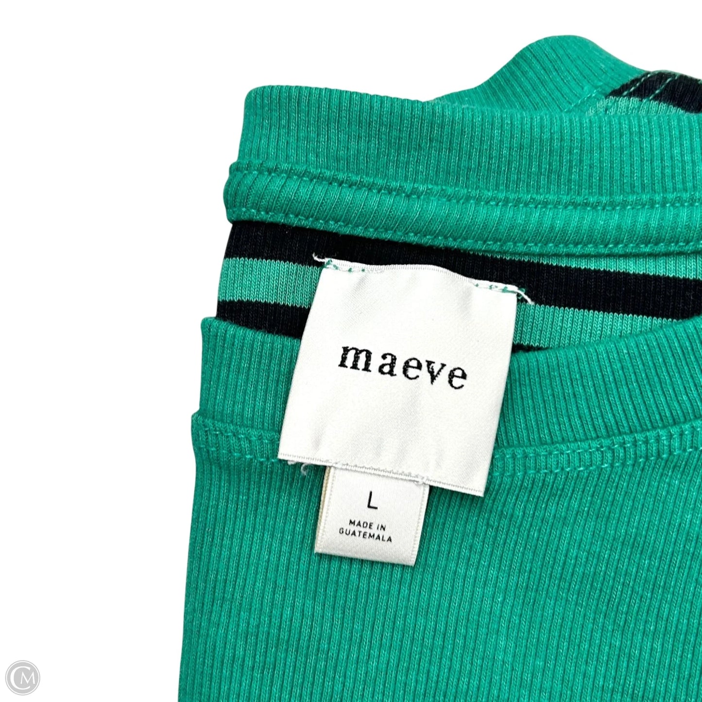 Top Short Sleeve By Maeve In Black & Green, Size: L