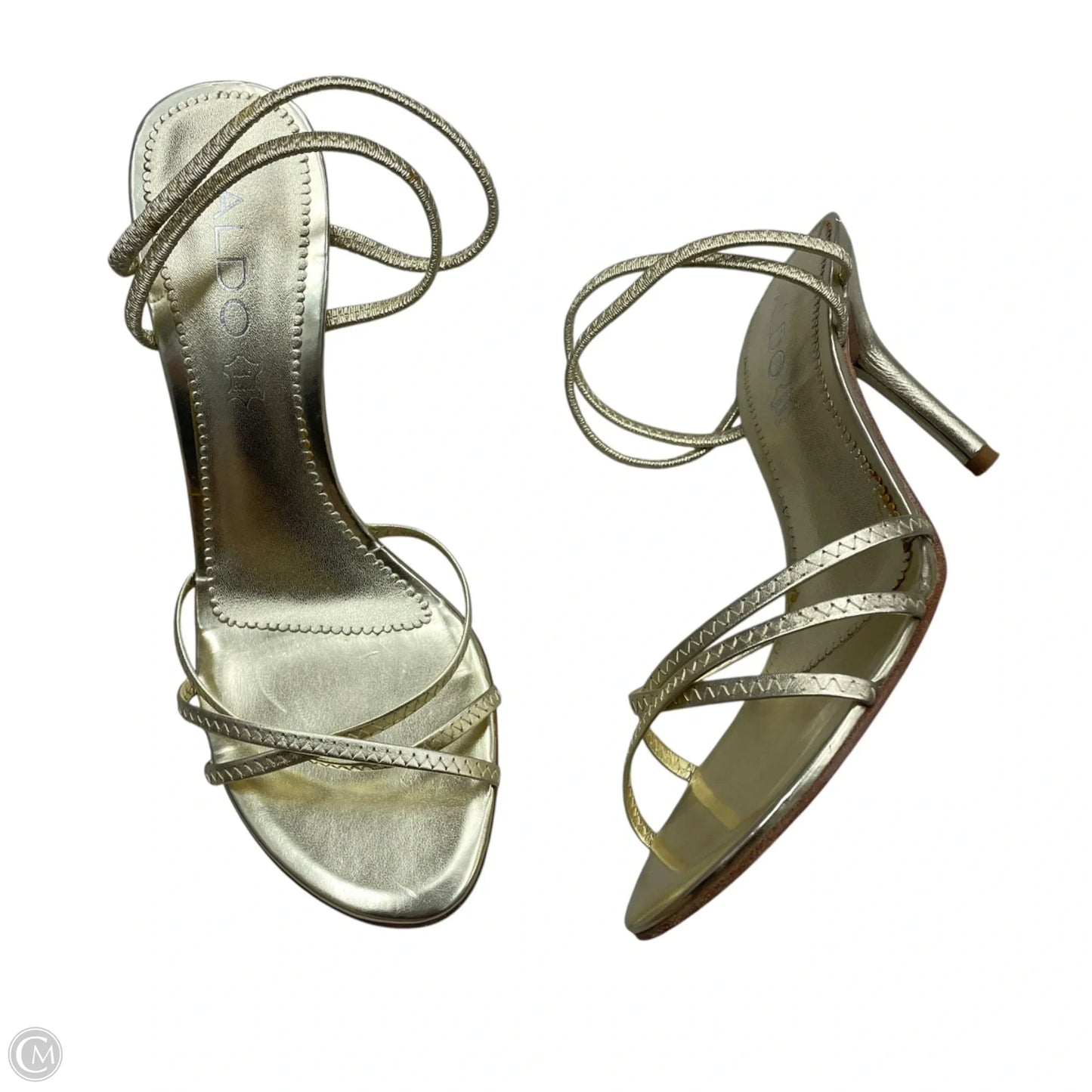 Sandals Heels Kitten By Aldo In Gold, Size: 7.5