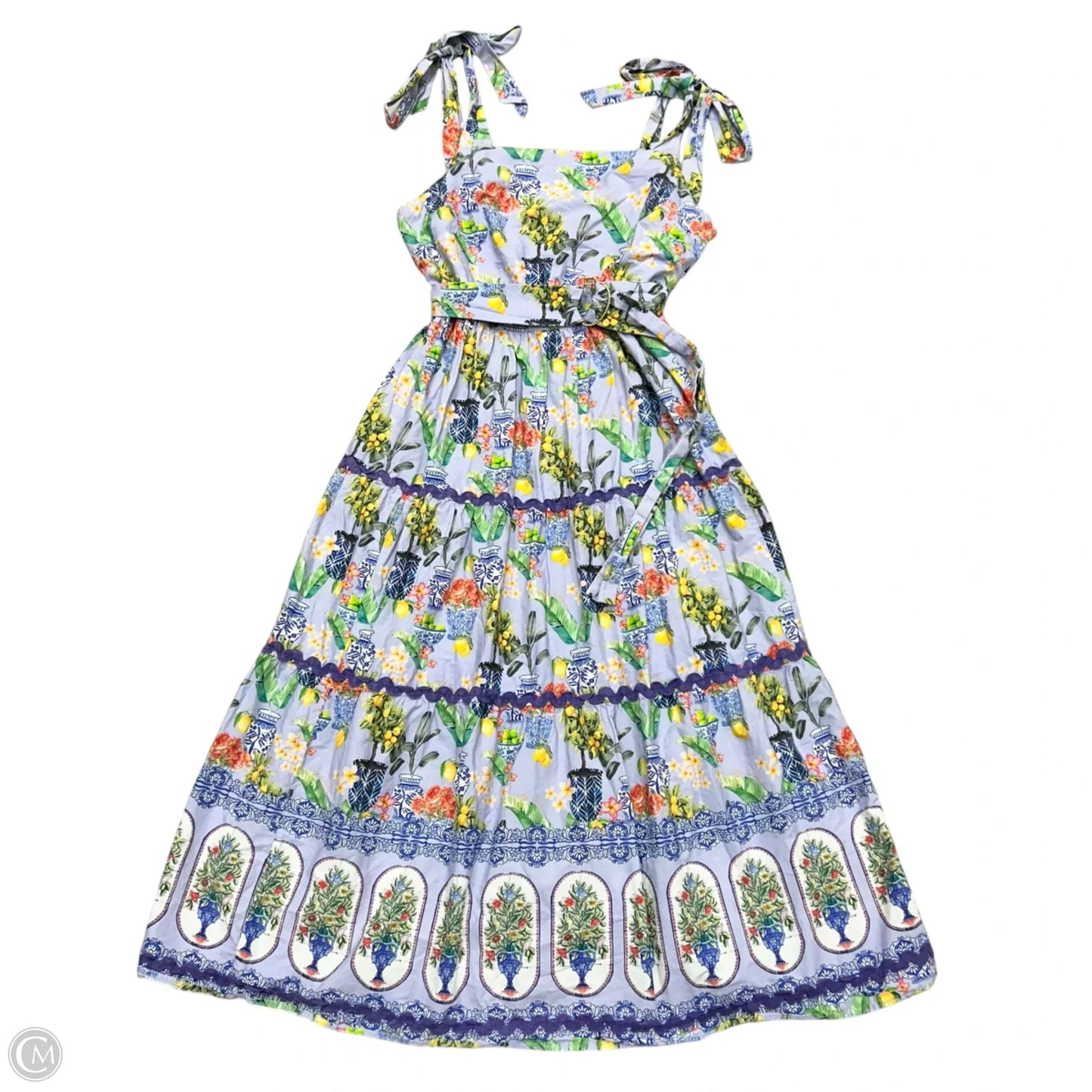 Dress Casual Maxi By Emily Lovelock In Purple & Yellow, Size: M