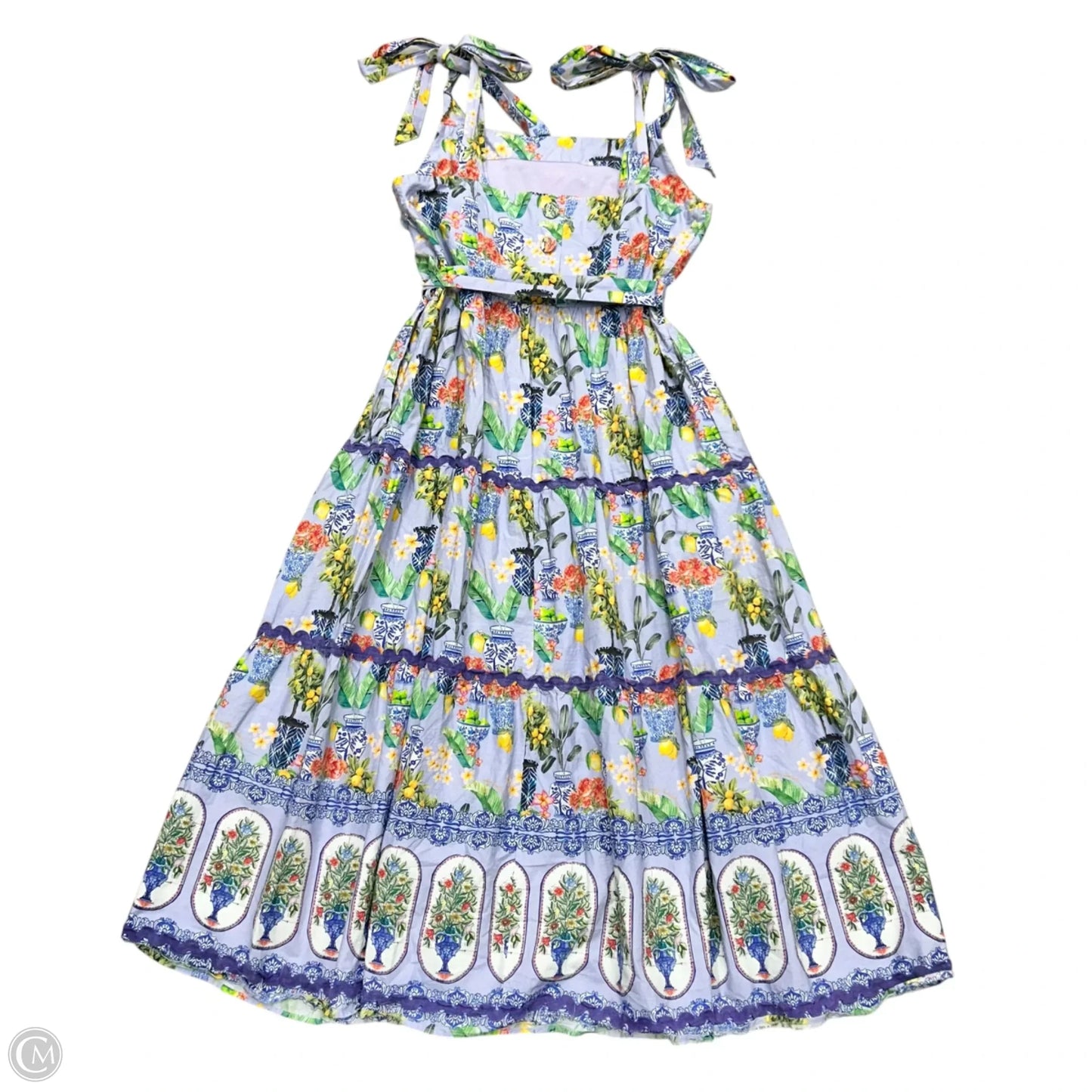 Dress Casual Maxi By Emily Lovelock In Purple & Yellow, Size: M