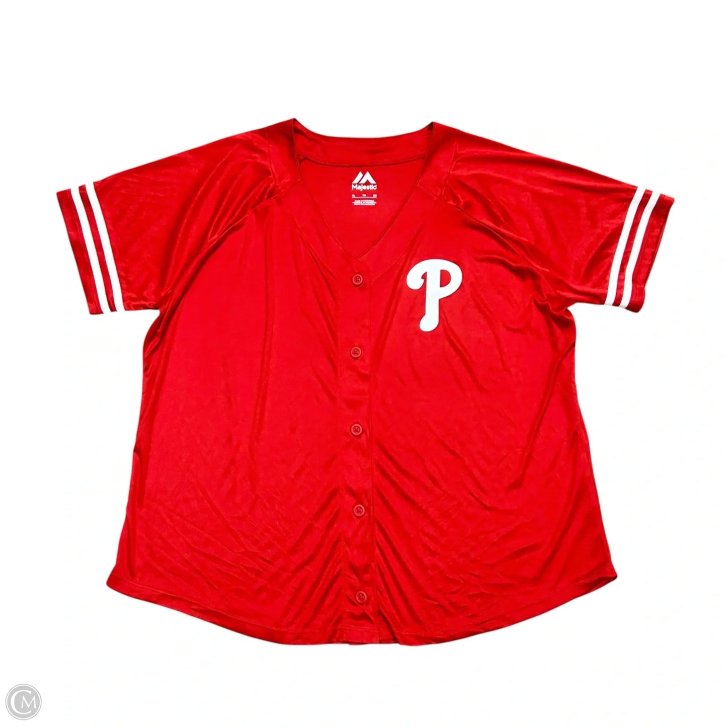 Top Short Sleeve By Majestic In Red & White, Size: Xl