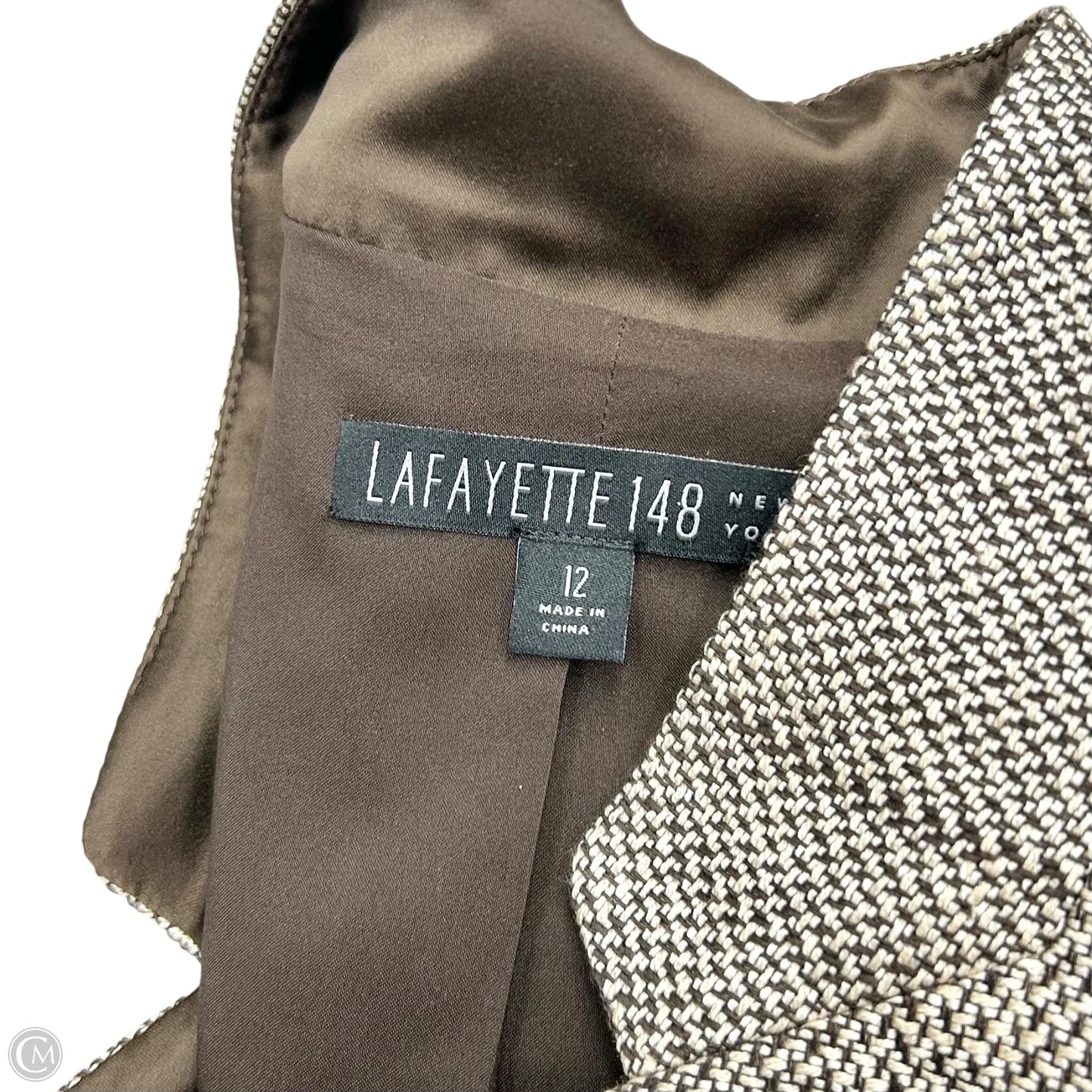 Blazer Designer By Lafayette 148 In Brown, Size: L
