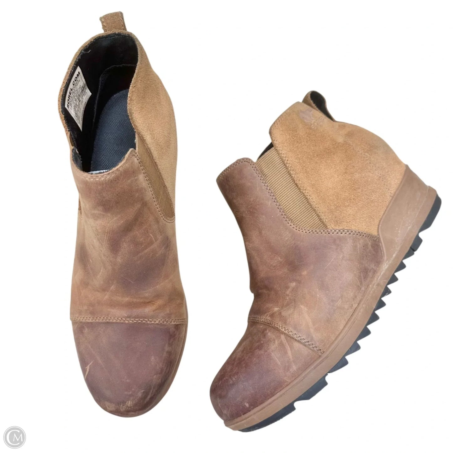 Boots Ankle Heels By Sorel In Tan, Size: 9.5