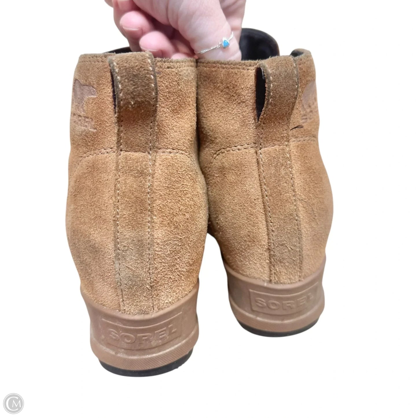 Boots Ankle Heels By Sorel In Tan, Size: 9.5