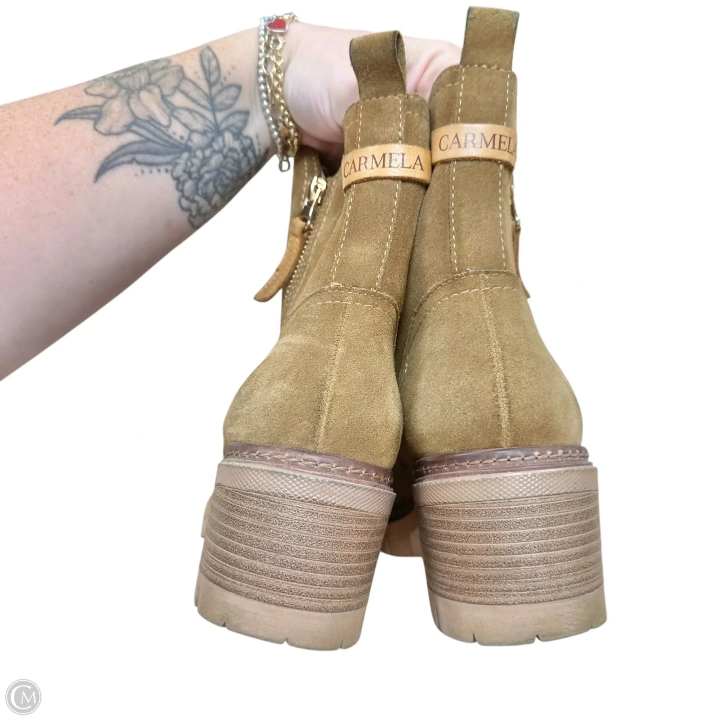 Boots Ankle Heels By Carmela In Tan, Size: 9.5