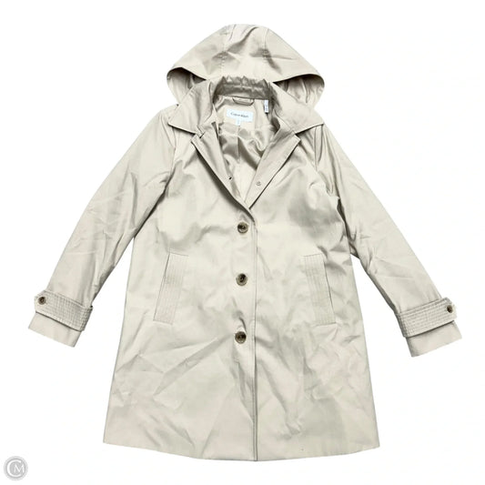 Coat Trench Coat By Calvin Klein In Cream, Size: M