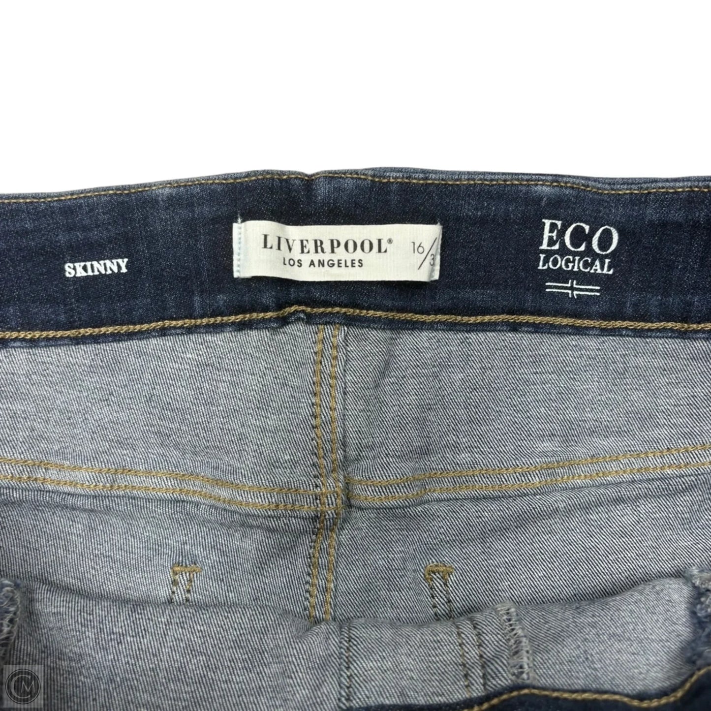 Jeans Skinny By Liverpool In Blue Denim, Size: 16