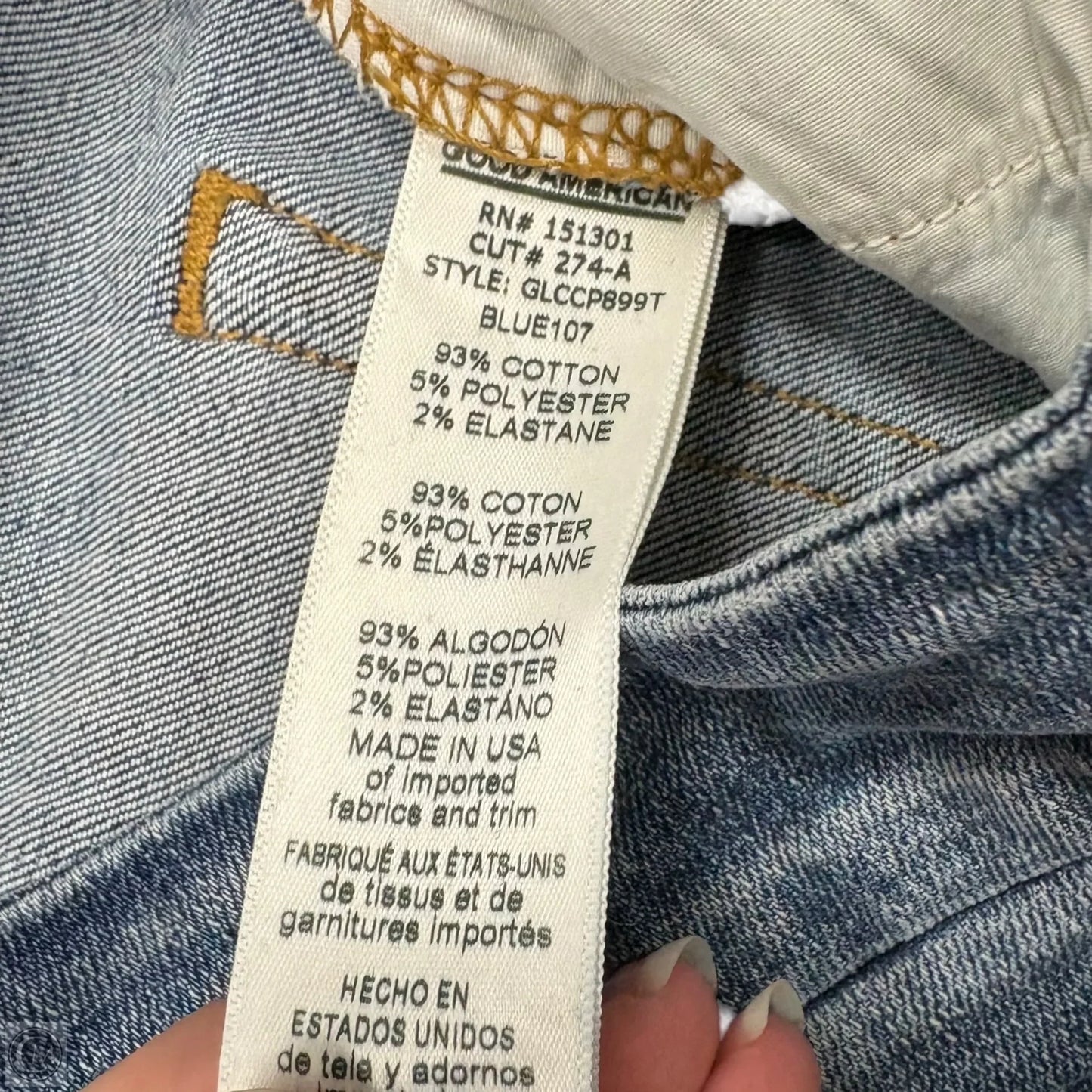 Jeans Skinny By Good American In Blue Denim, Size: 18