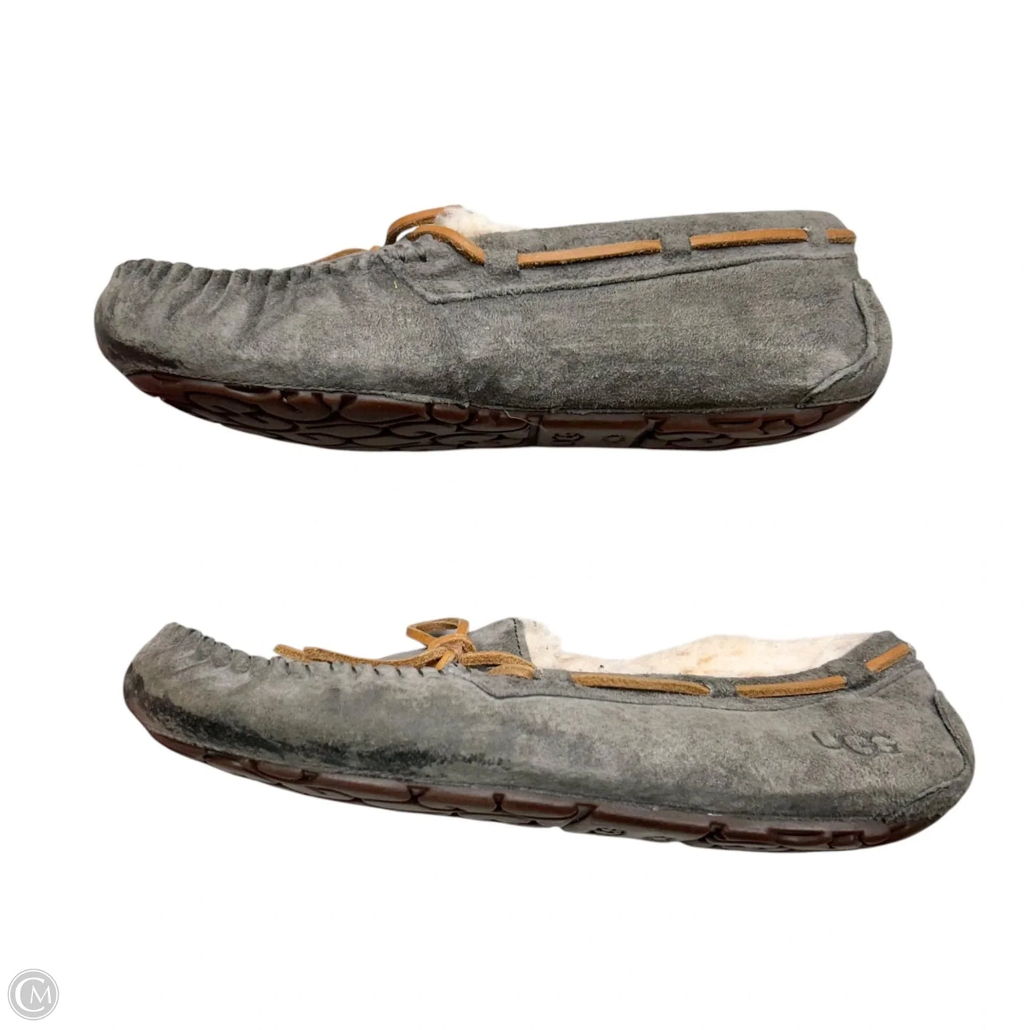 Slippers Designer By Ugg In Grey, Size: 7