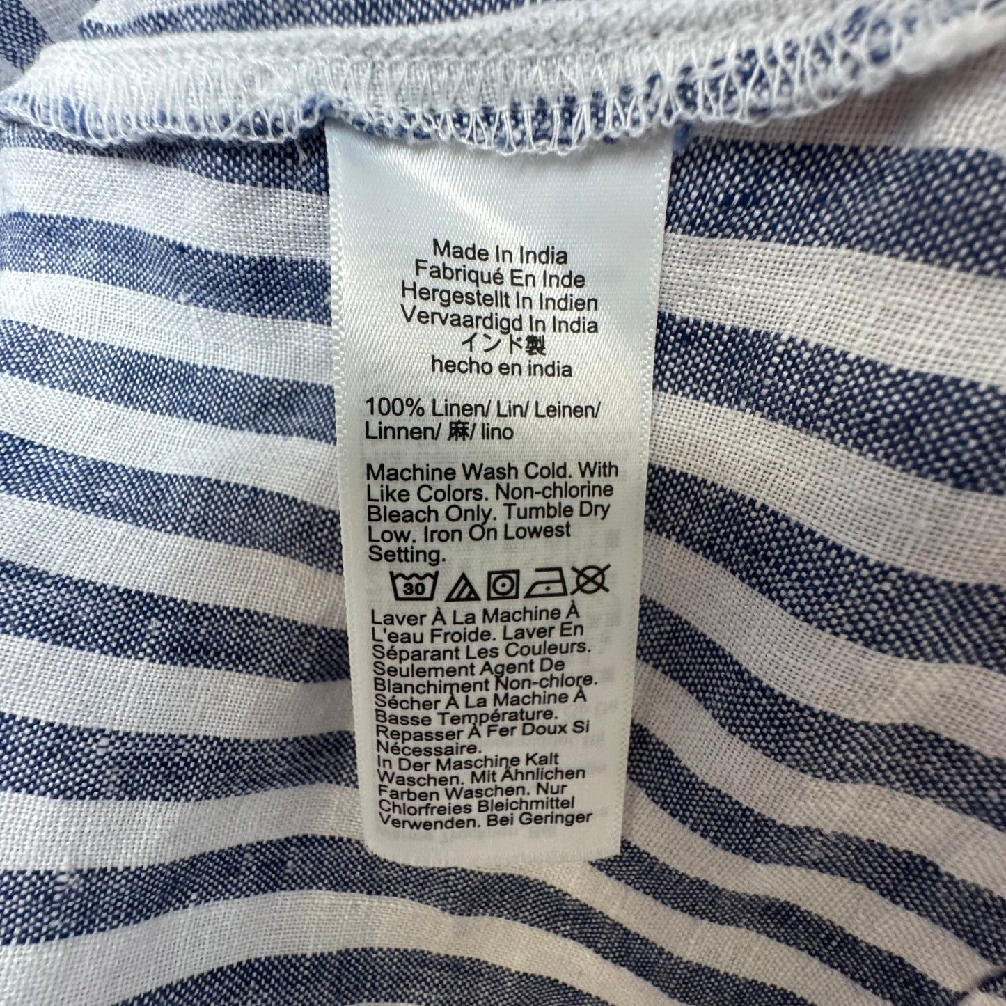 Linen Top Short Sleeve By J. Crew In Striped Pattern, Size: M