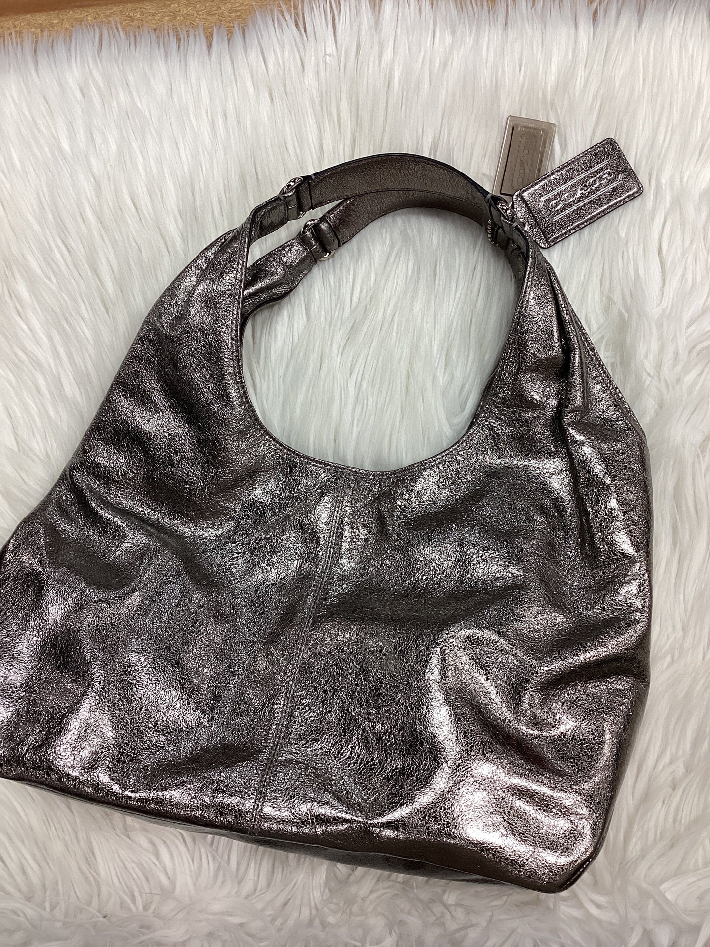 Handbag Designer By Coach In Silver, Size:Medium