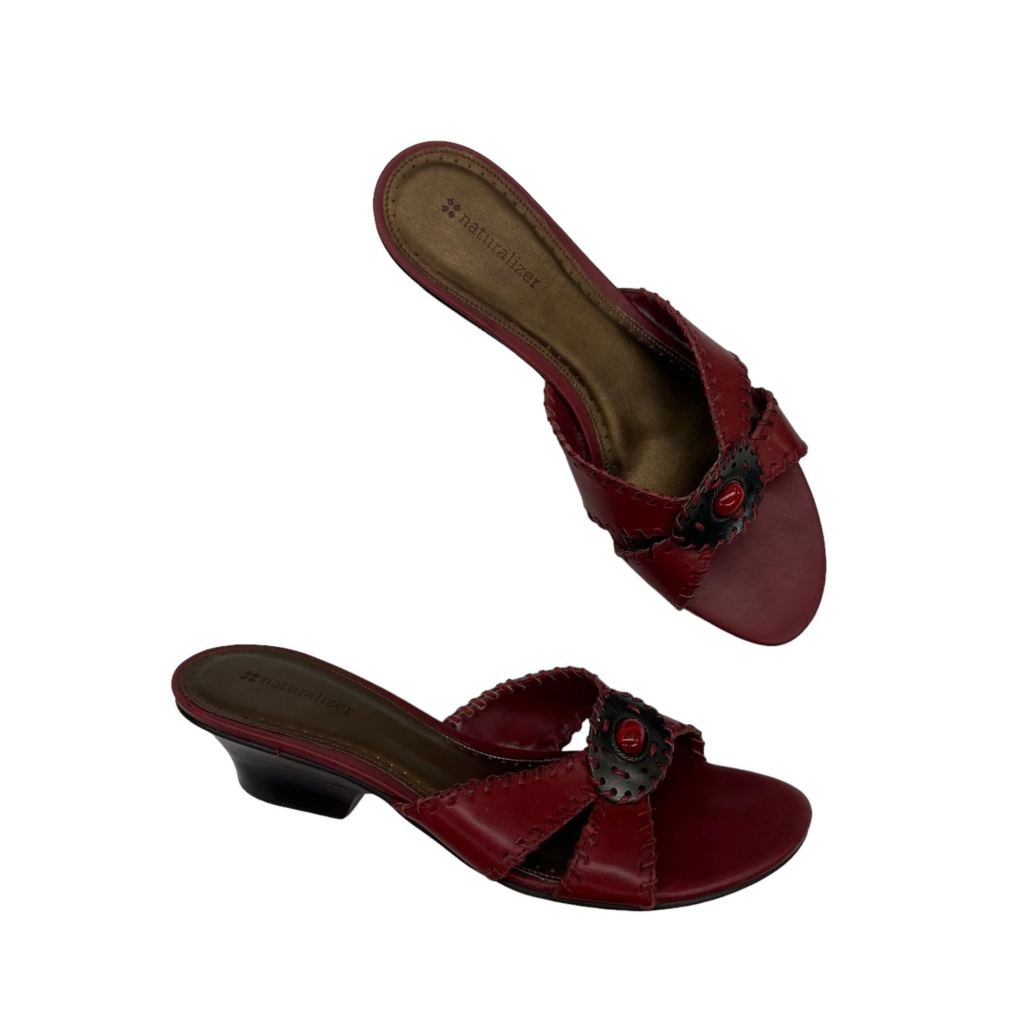 Red Sandals Heels Kitten Naturalizer, Size 9