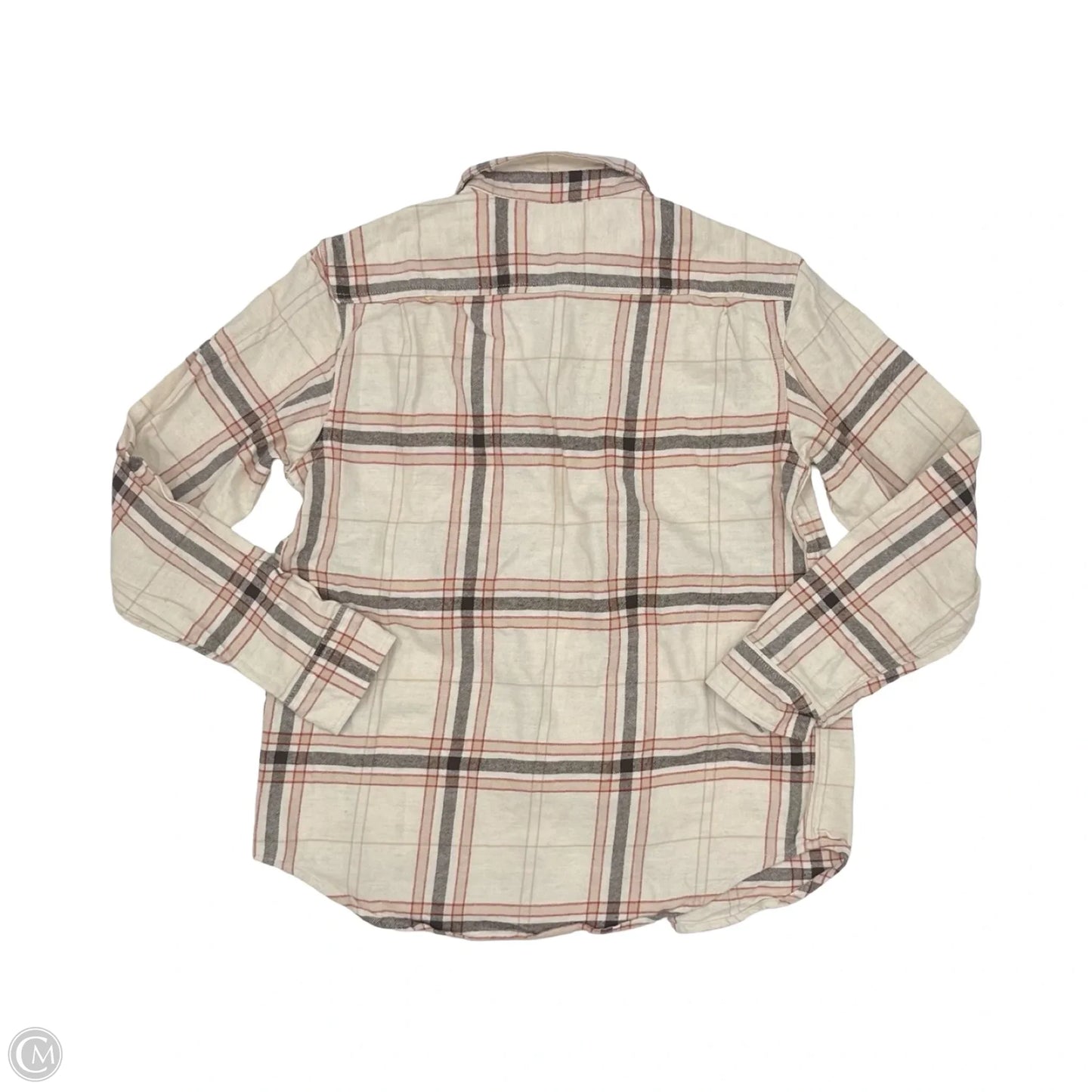 Blouse Long Sleeve By Old Navy In Plaid Pattern, Size: M