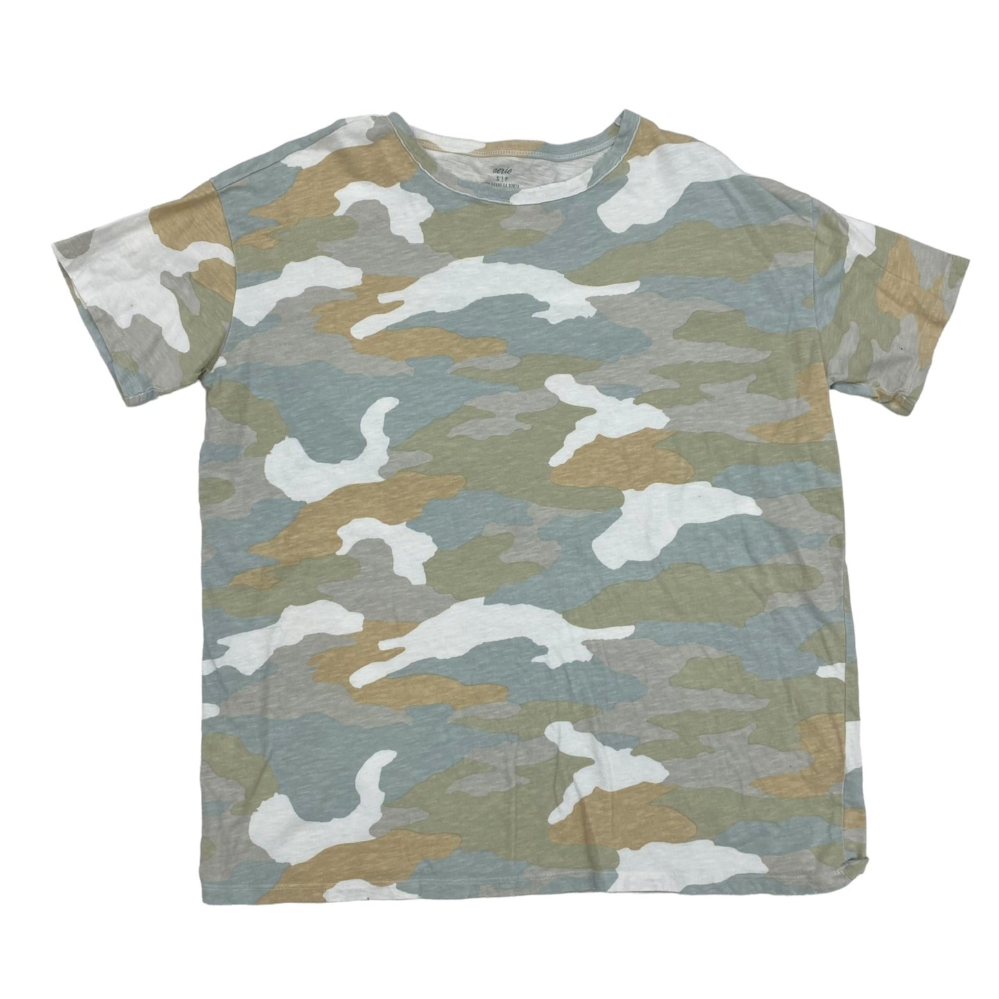 Camouflage Print Top Short Sleeve Aerie, Size S