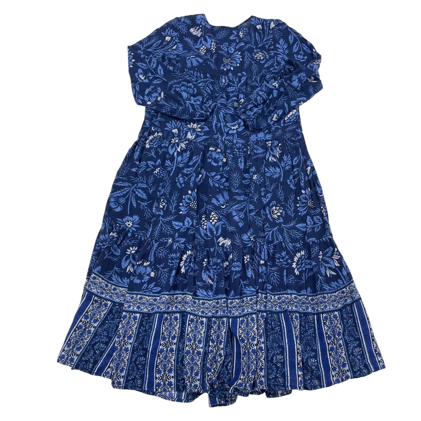 Blue Dress Casual Midi Aerie, Size S