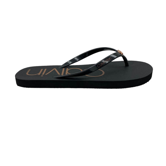 Black Sandals Flip Flops Calvin Klein, Size 7