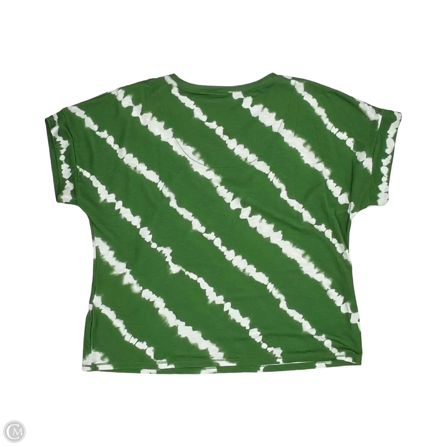 Top Short Sleeve By Chicos In Green & White, Size: L