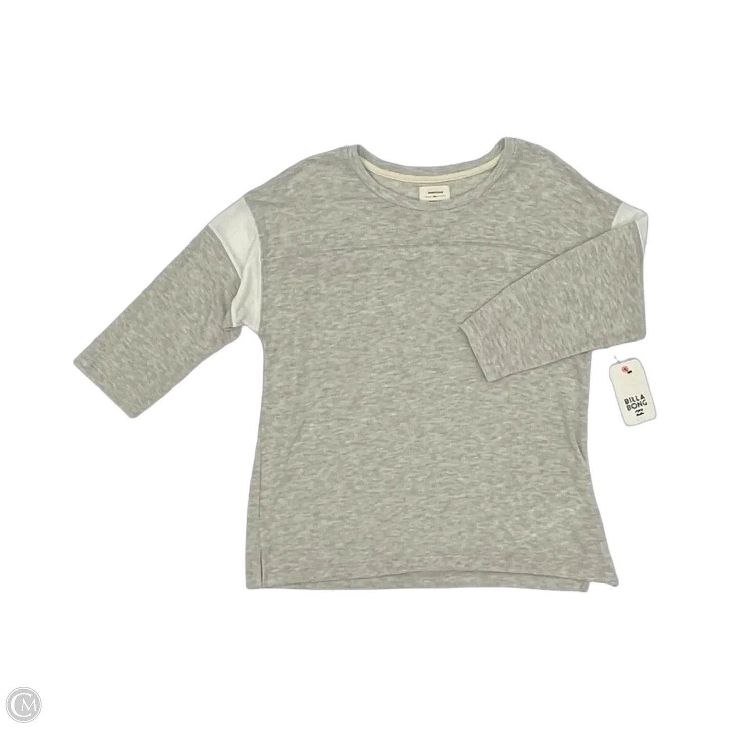 Top 3/4 Sleeve By Billabong In Grey, Size: L