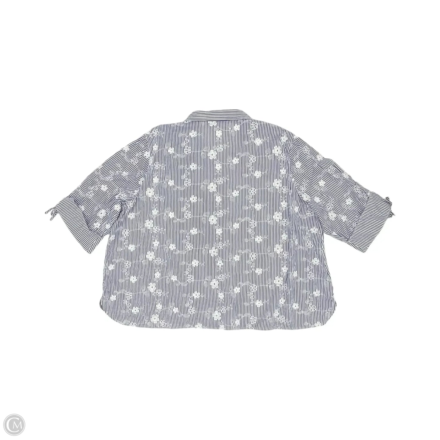 Blouse 3/4 Sleeve By Ali Miles In Blue & White, Size: 3x