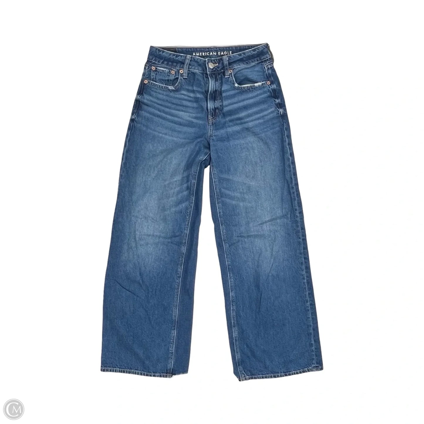 Jeans Straight By American Eagle In Blue Denim, Size: 00